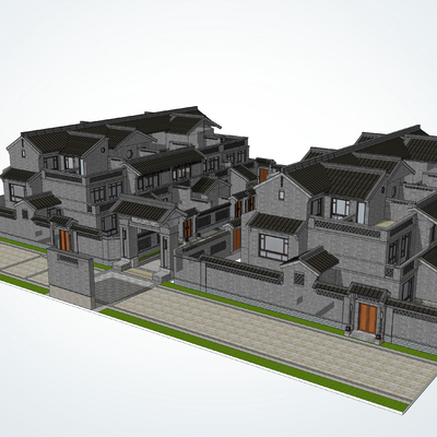  中式古建民居su模型 
