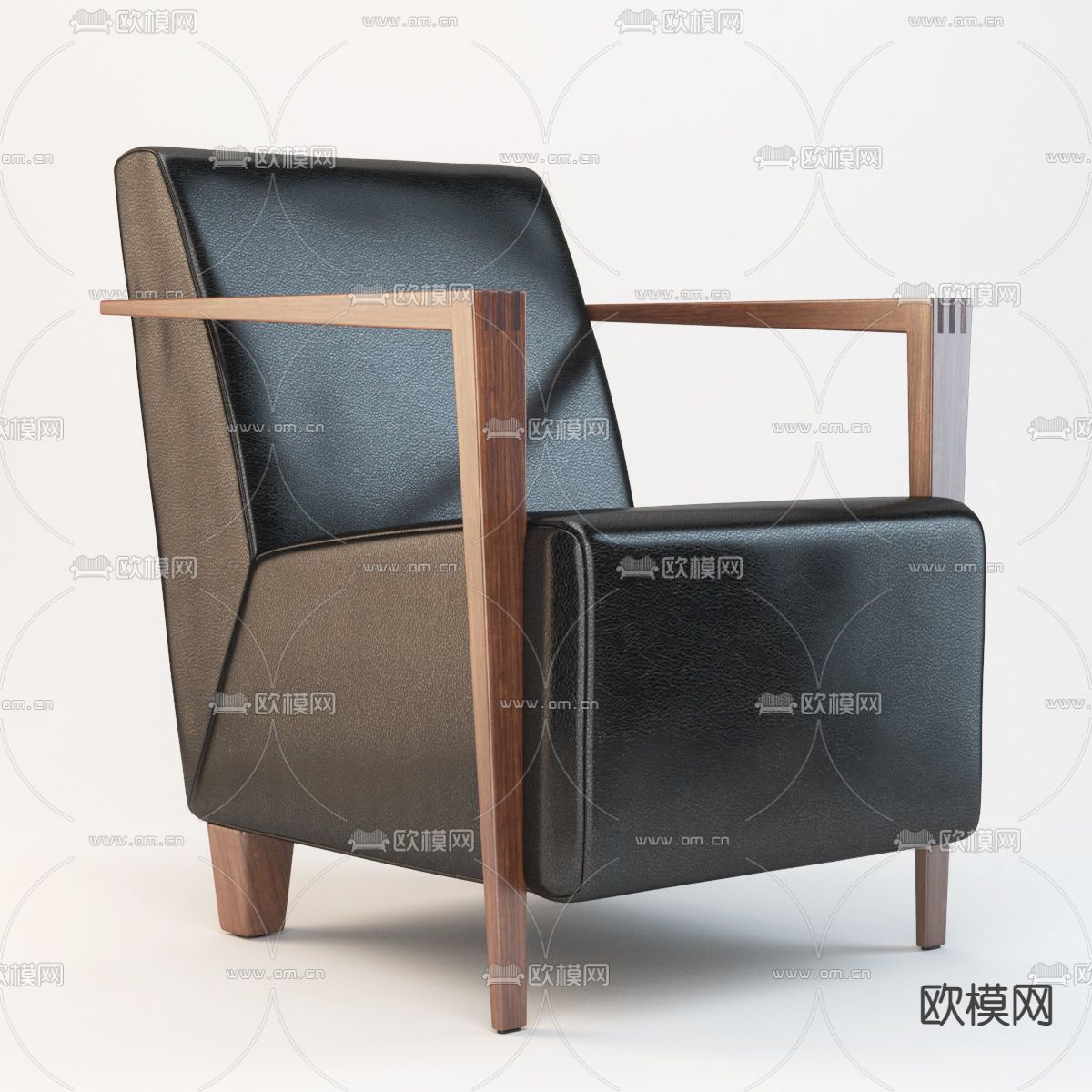 现代皮革单人沙发3d模型