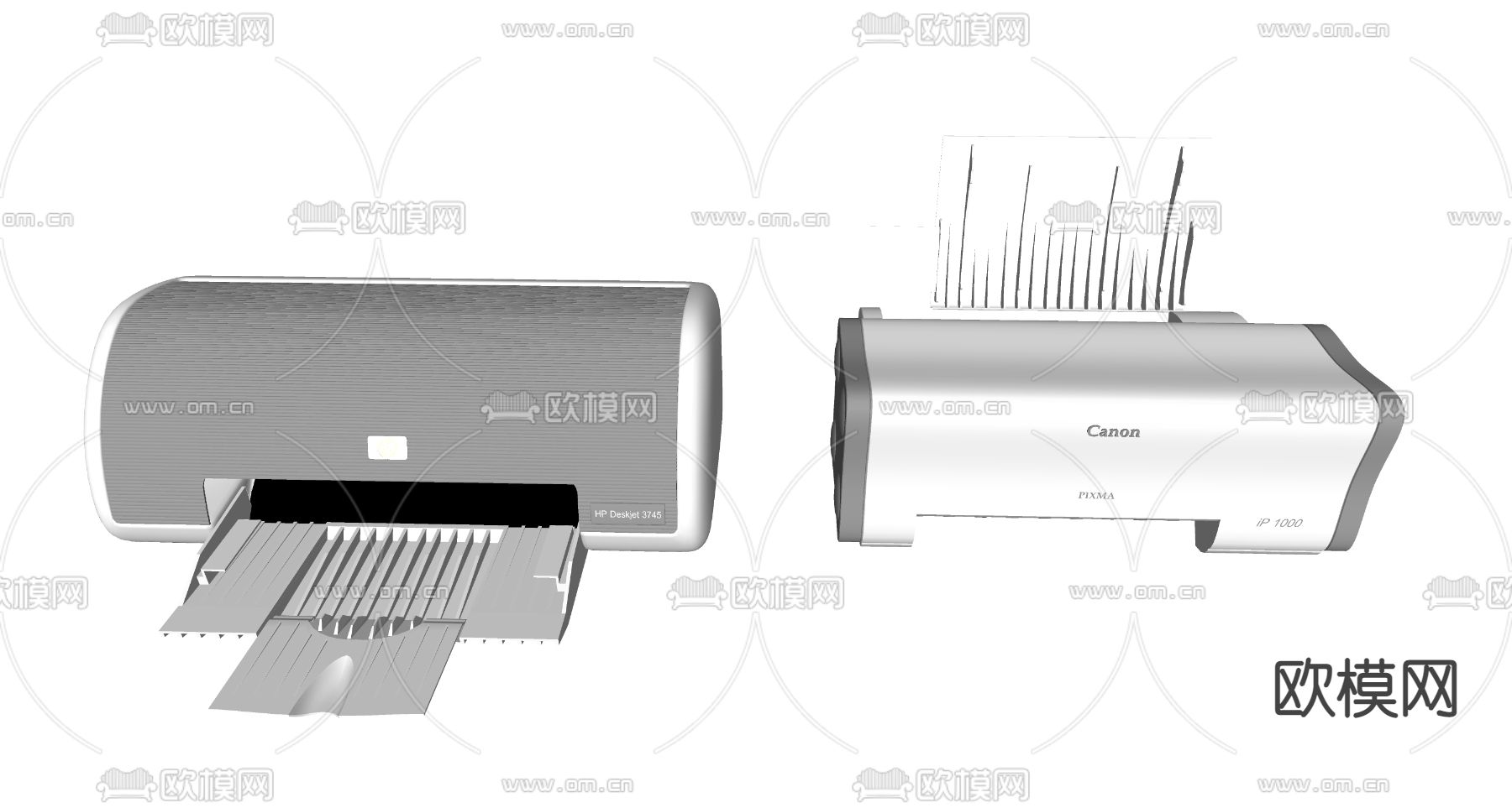 现代办公打印机su模型下载（渲染图2）