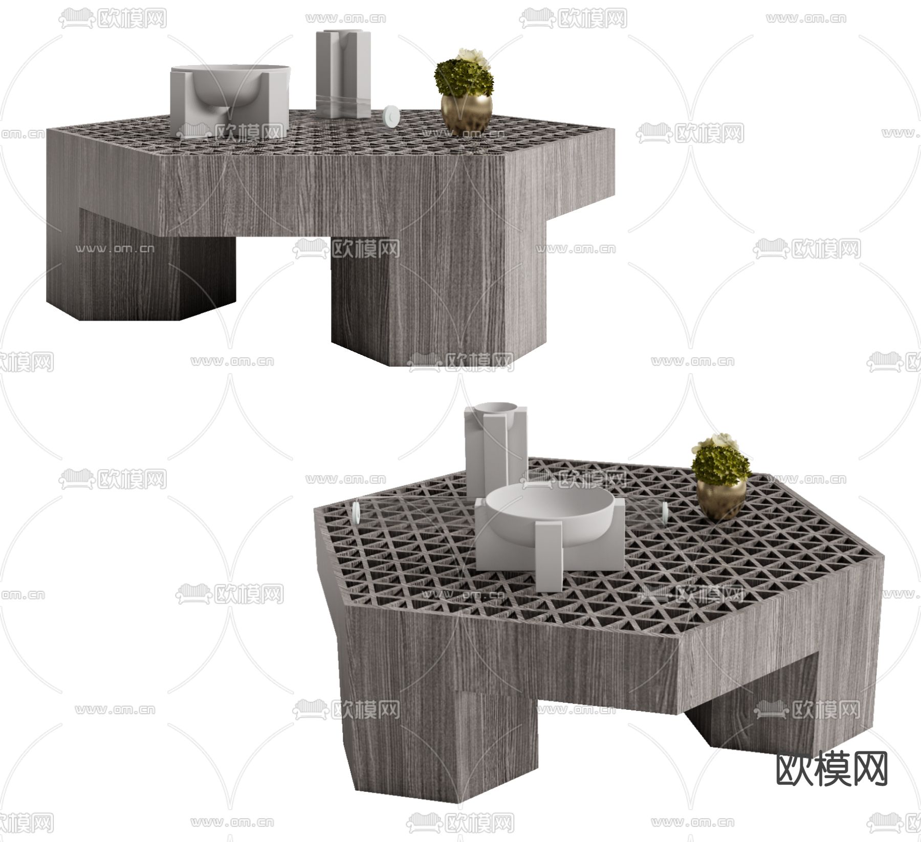 现代茶几su模型下载（渲染图1）