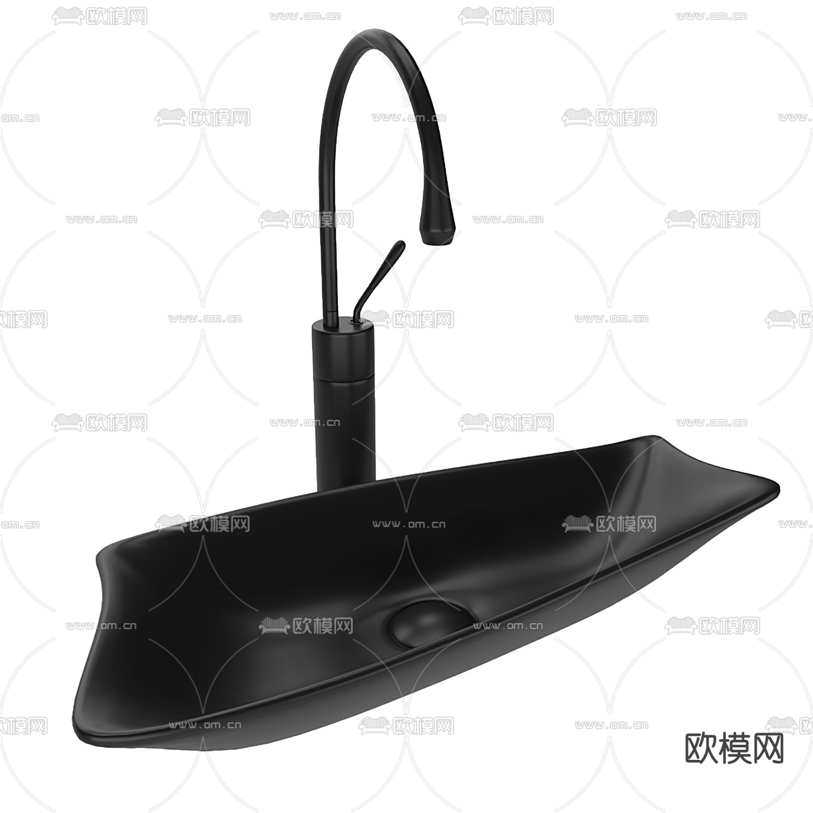 现代黑色台盆3d模型