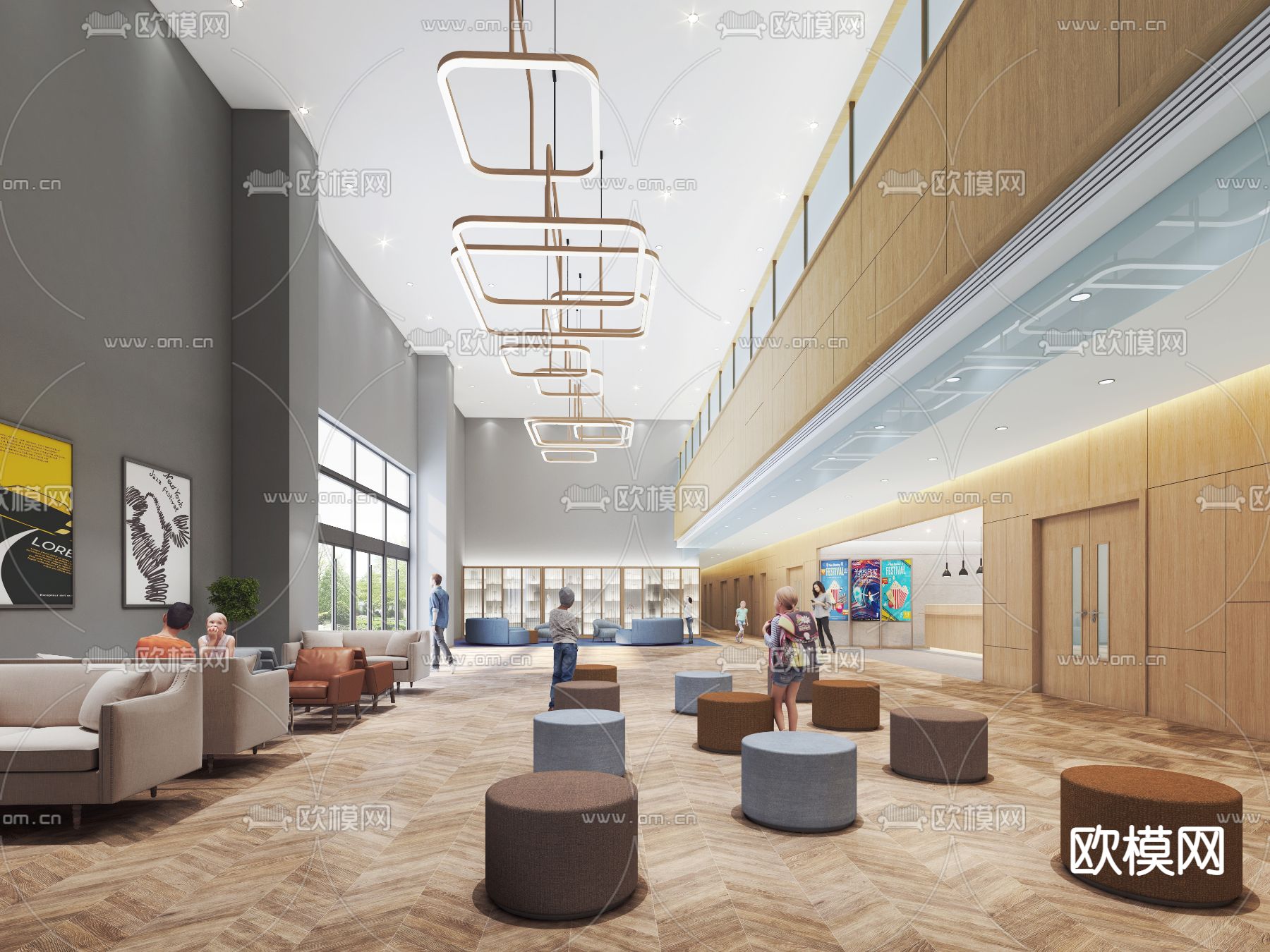 现代剧场入口大厅3d模型下载（渲染图1）