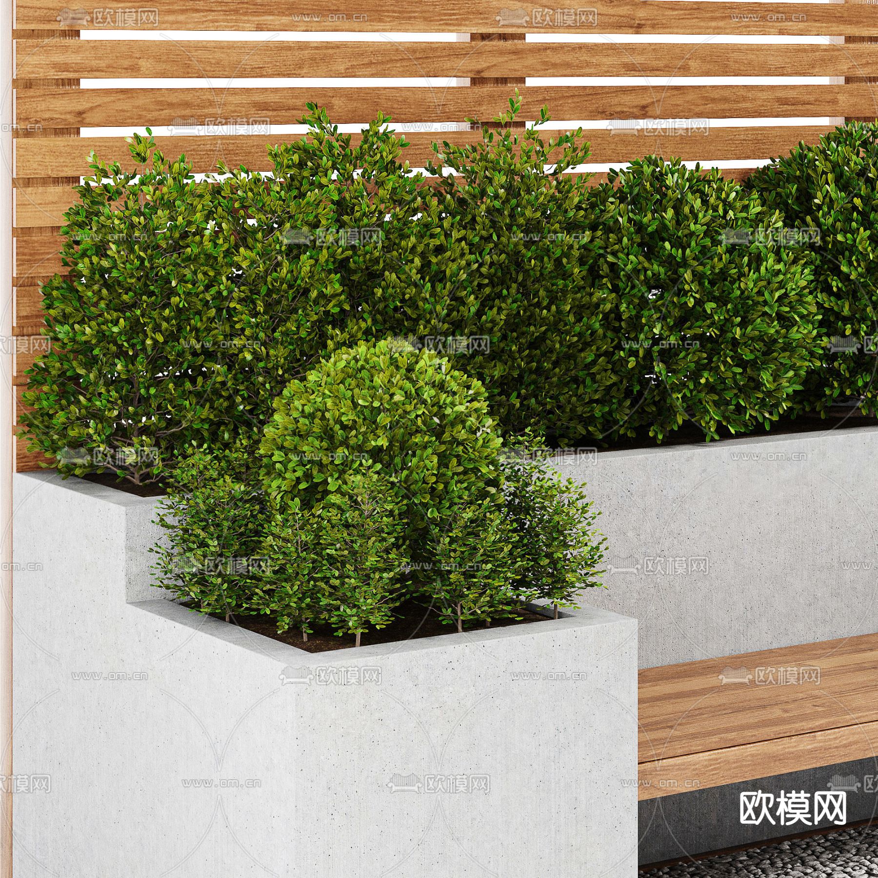 现代户外花坛座椅3d模型