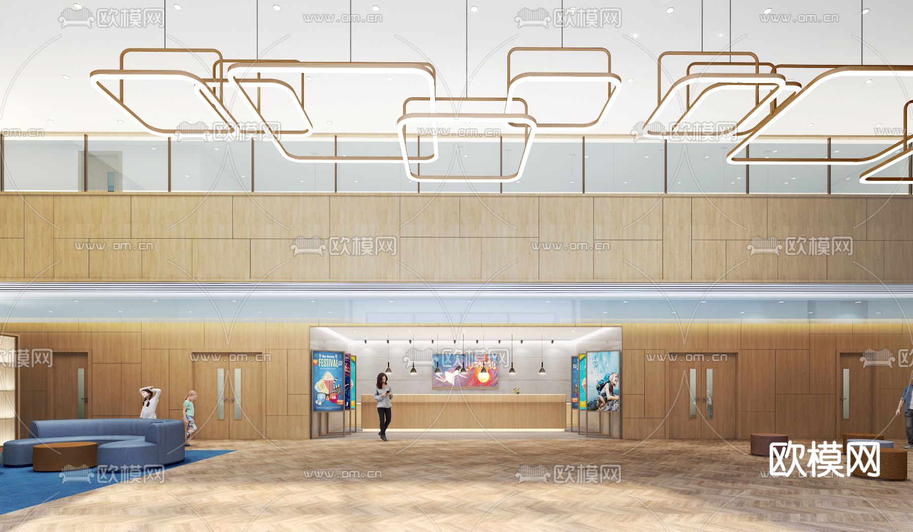 现代剧场入口大厅3d模型下载（渲染图2）