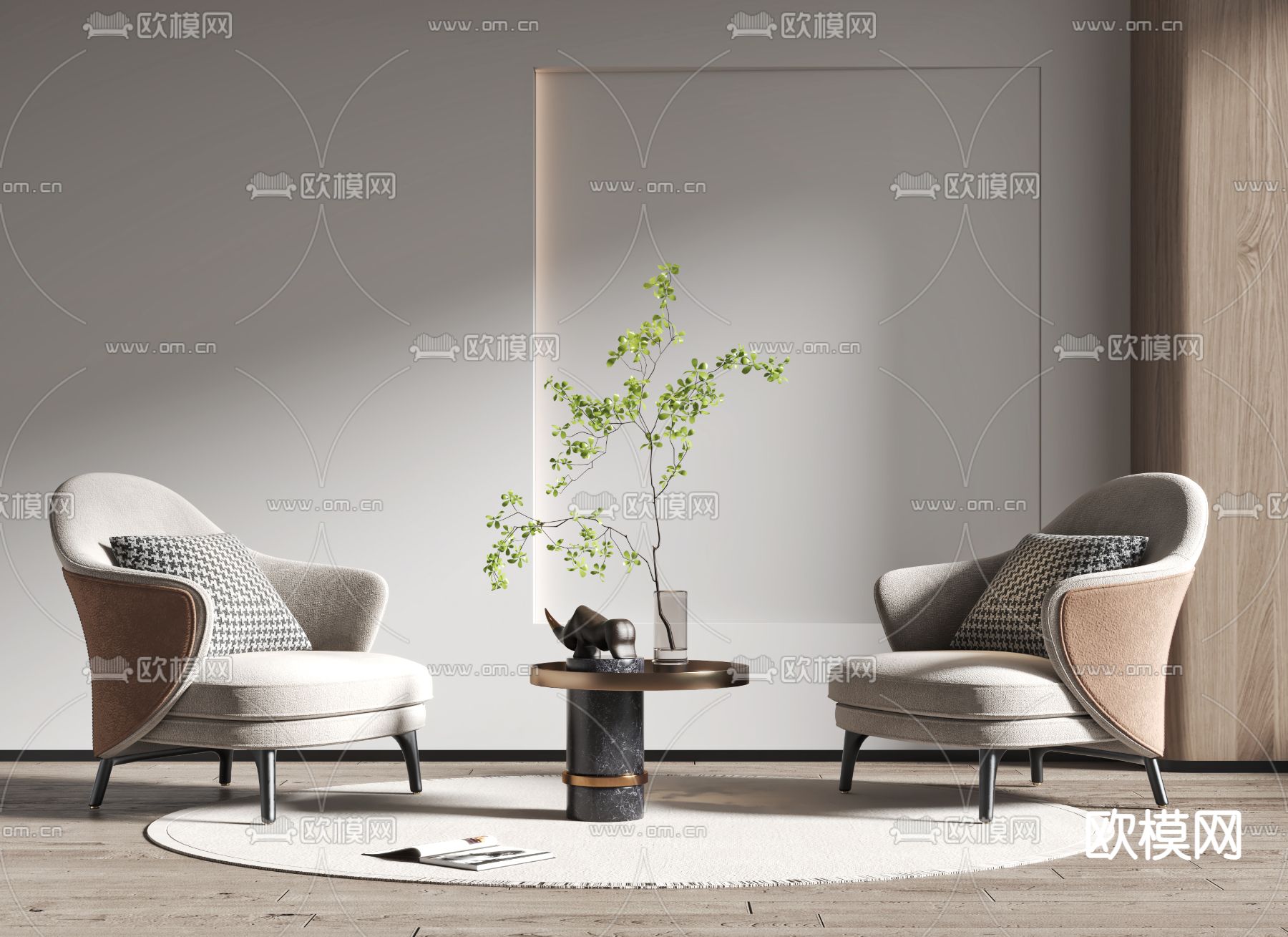 现代布艺休闲椅3d模型