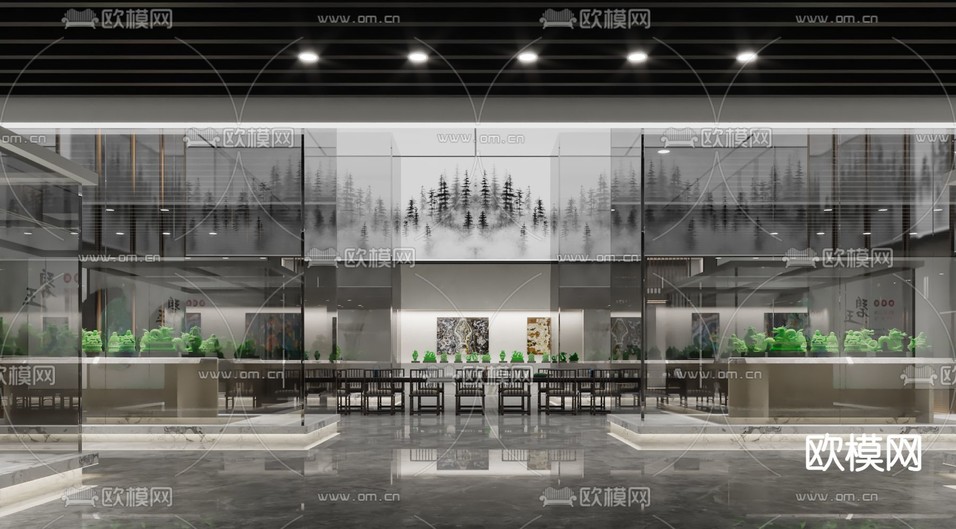现代玉石玉器展厅3d模型下载(渲染图1)