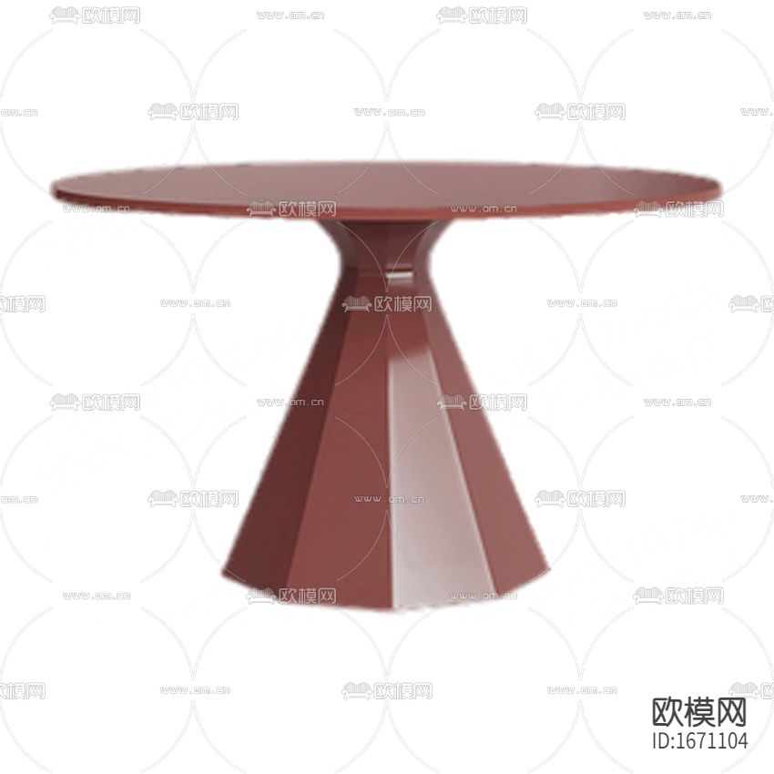 现代简约灰红色实木烤漆圆形餐桌