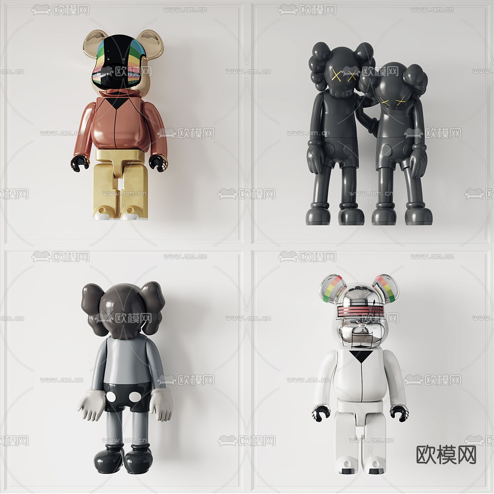 现代潮玩公仔雕塑3d模型下载