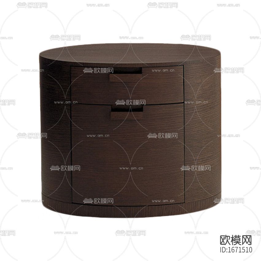 现代简约胡桃木圆形床头柜下载