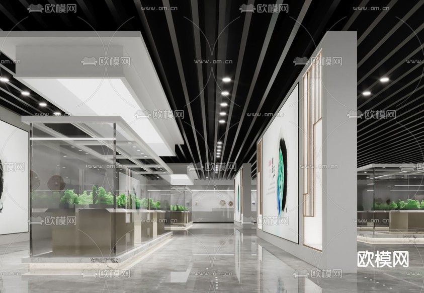 现代玉石玉器展厅3d模型下载(渲染图2)