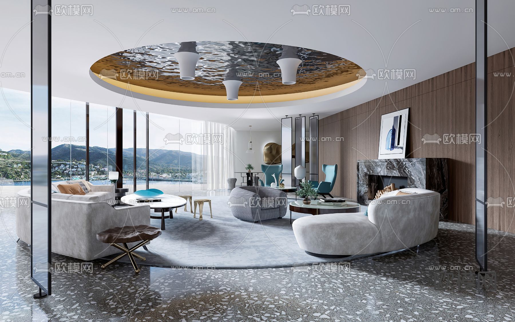 现代会客室接待室3d模型下载（渲染图1）