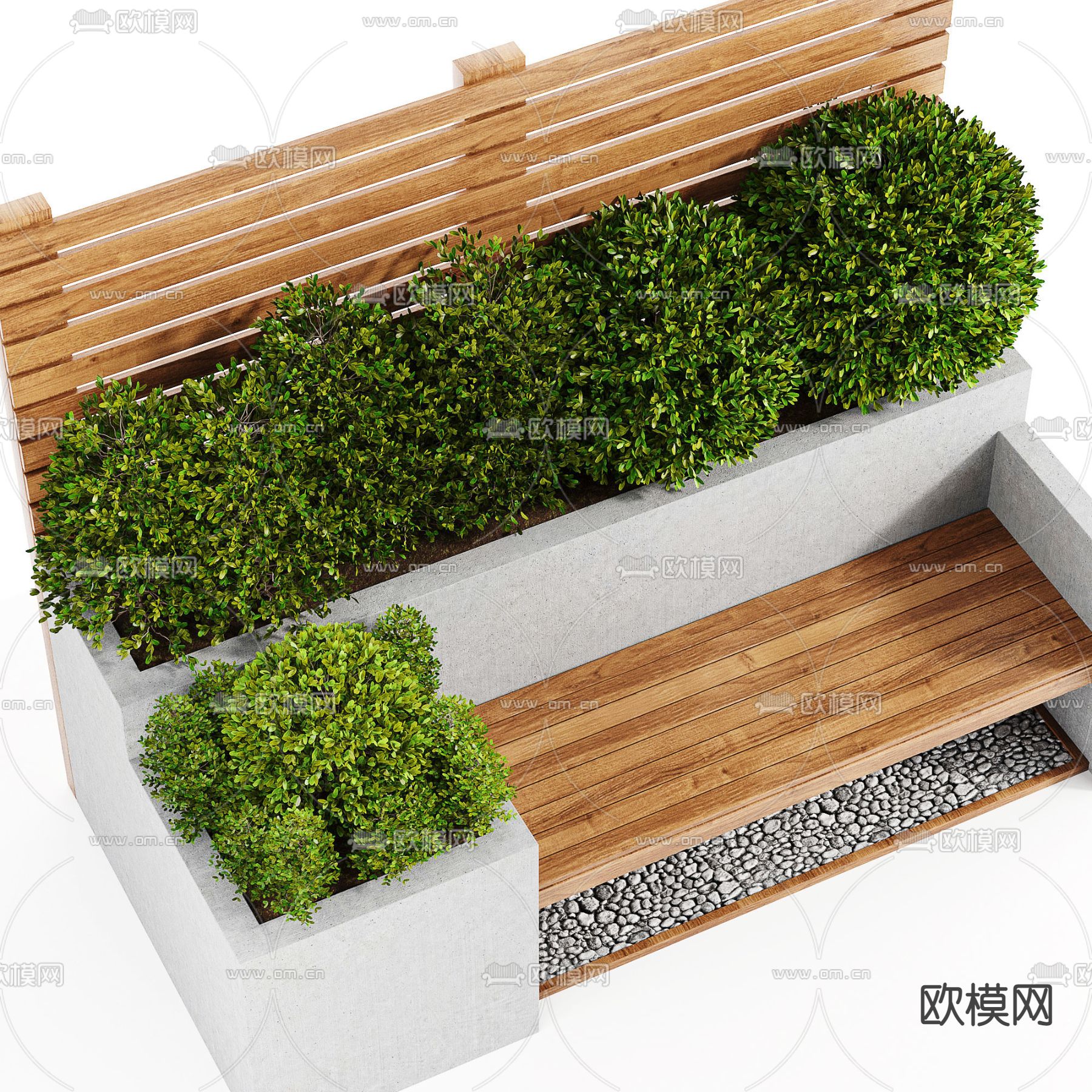 现代户外花坛座椅3d模型