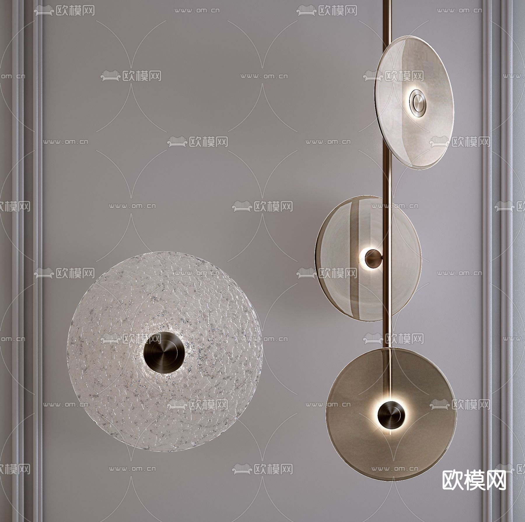 现代圆形玻璃壁灯3d模型下载