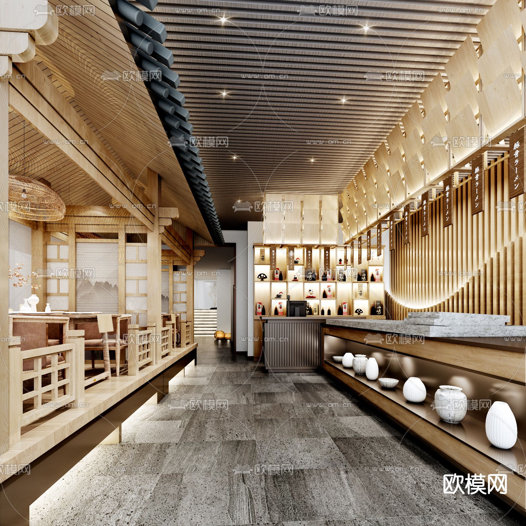 日式料理店3d模型下载_ID11398628_3dmax免费模型-欧模网