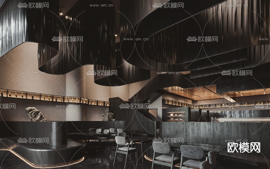 暗黑风 酒吧清吧3d模型下载(渲染图1)