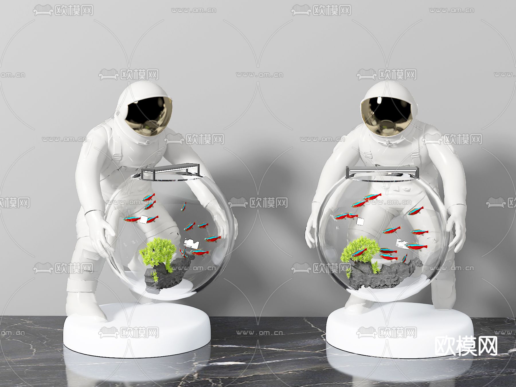 现代宇航员鱼缸3d模型
