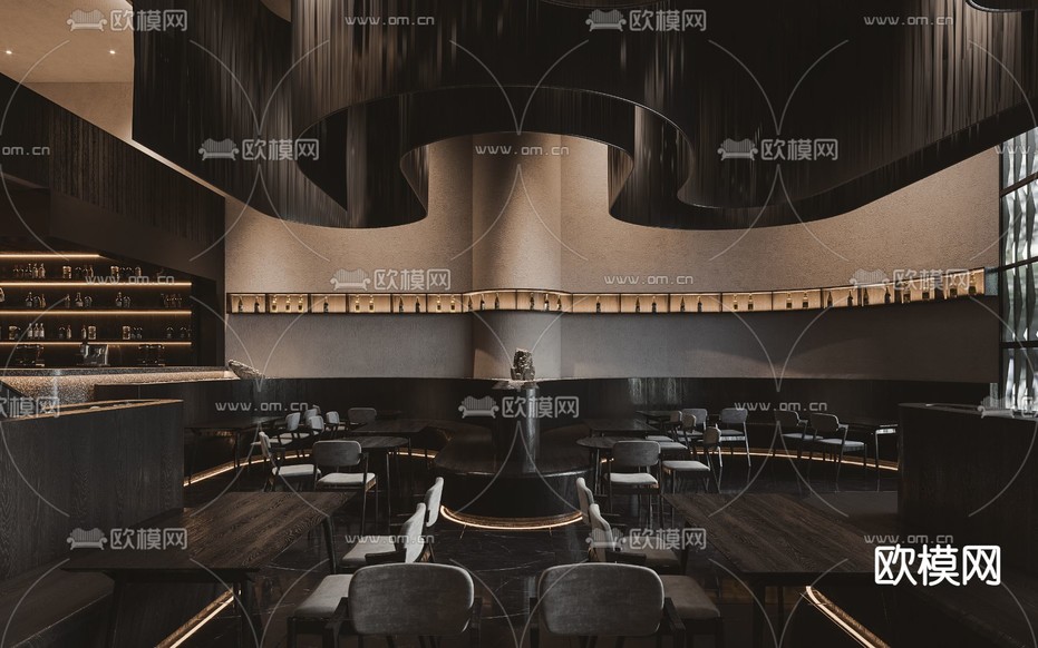 暗黑风 酒吧清吧3d模型下载(渲染图5)