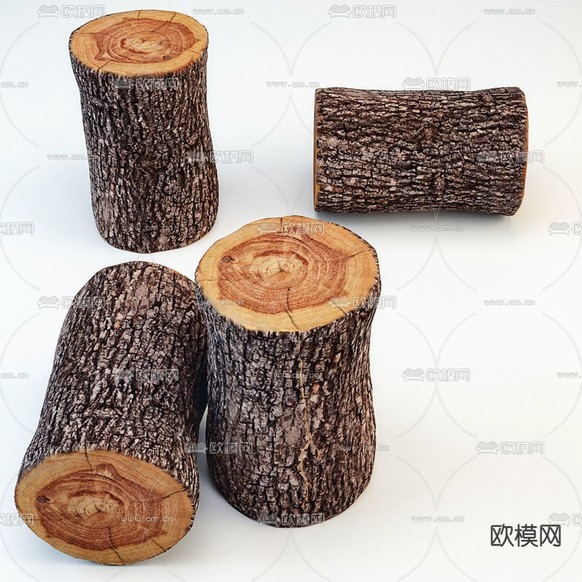 自然风原木边几3d模型下载