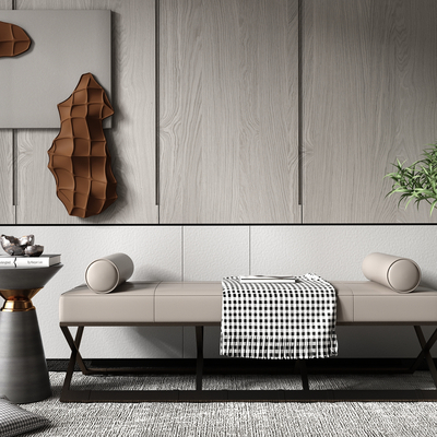  现代轻奢沙发凳su模型 