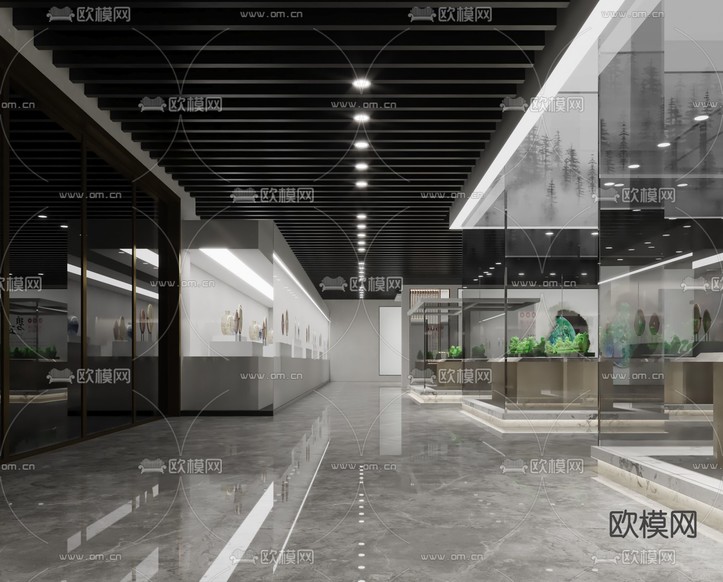 现代玉石玉器展厅3d模型下载(渲染图3)