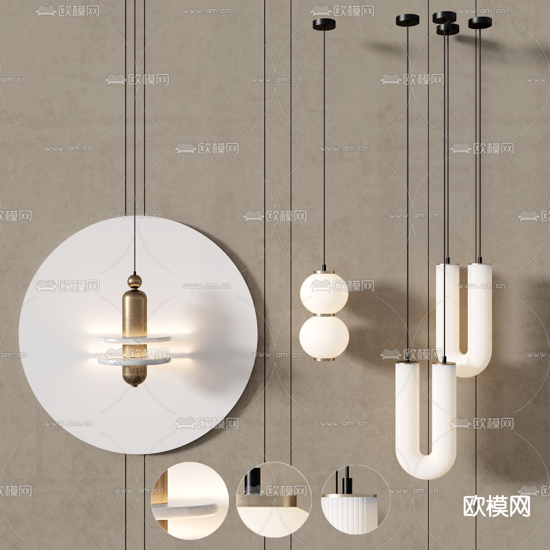 现代金属小吊灯3d模型下载