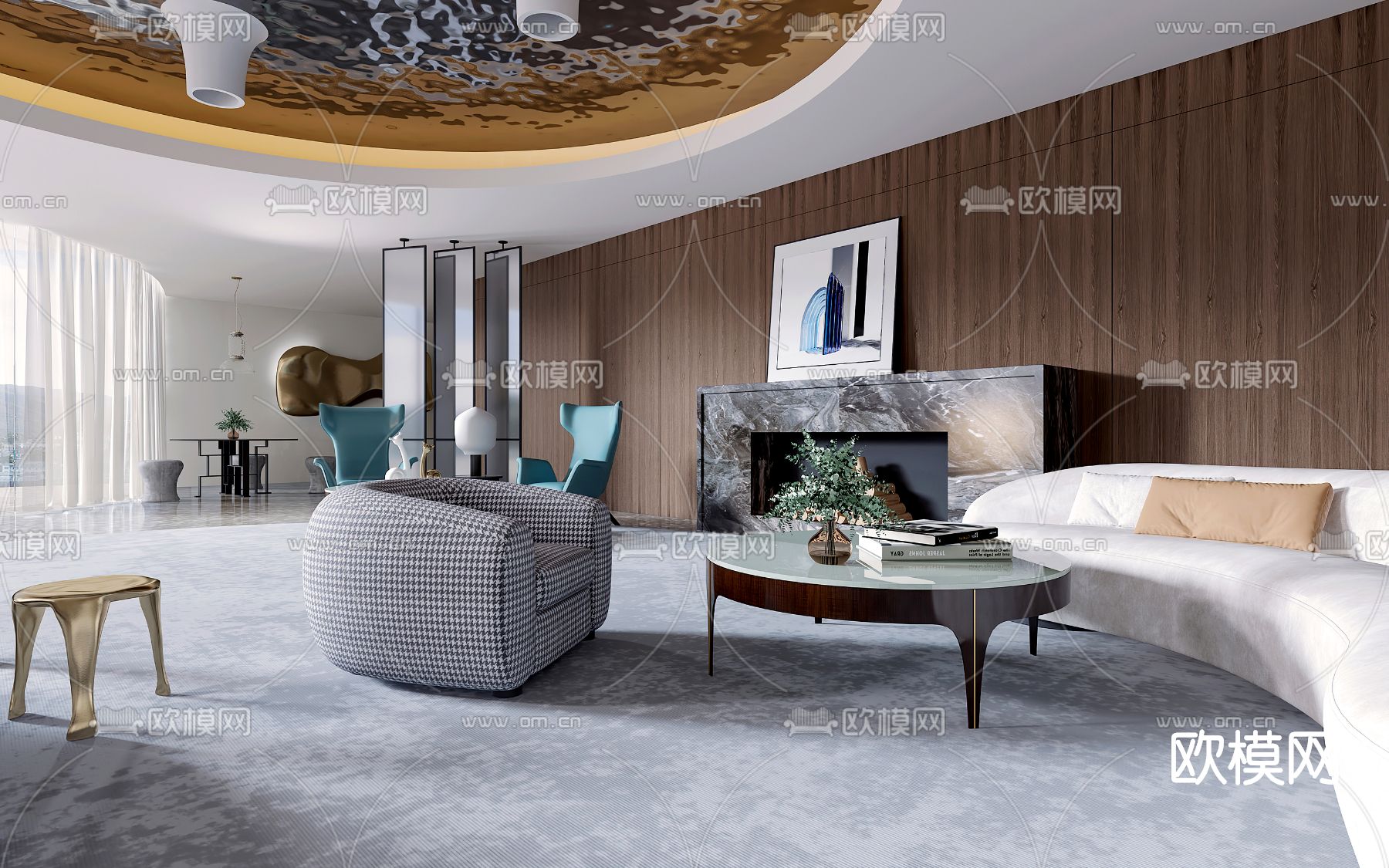 现代会客室接待室3d模型下载（渲染图3）