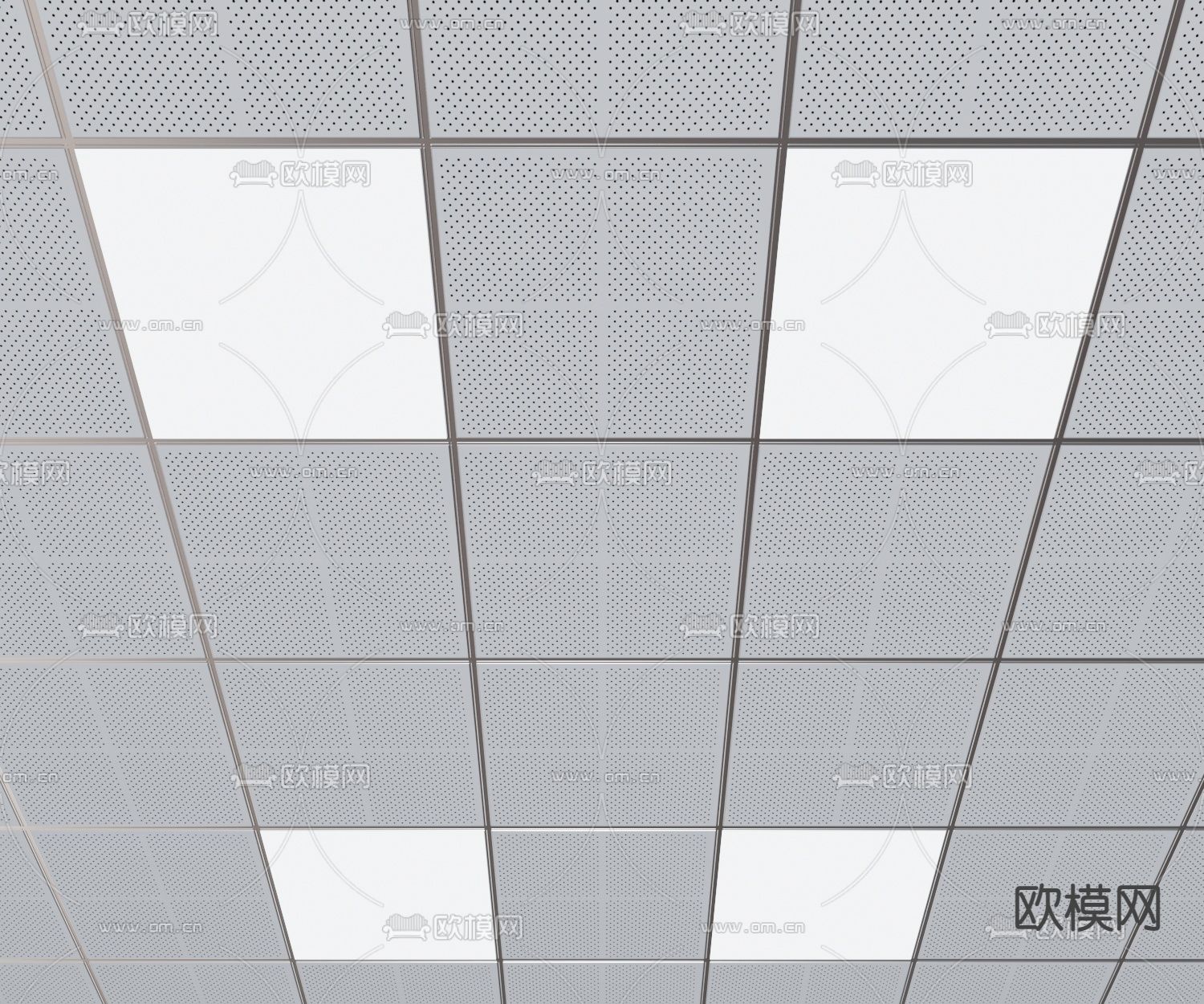 现代铝扣板矿棉板吊顶3d模型