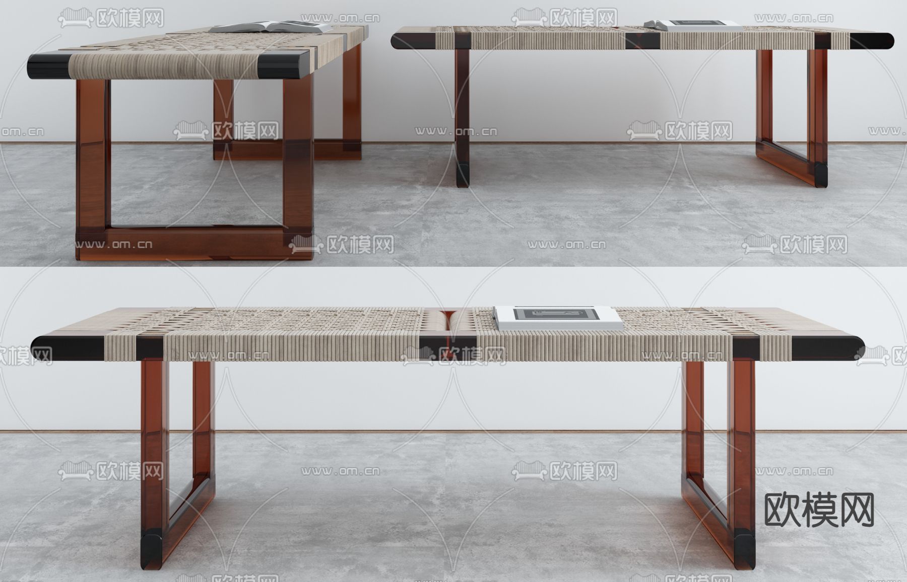 新中式亚克力床尾凳3d模型下载