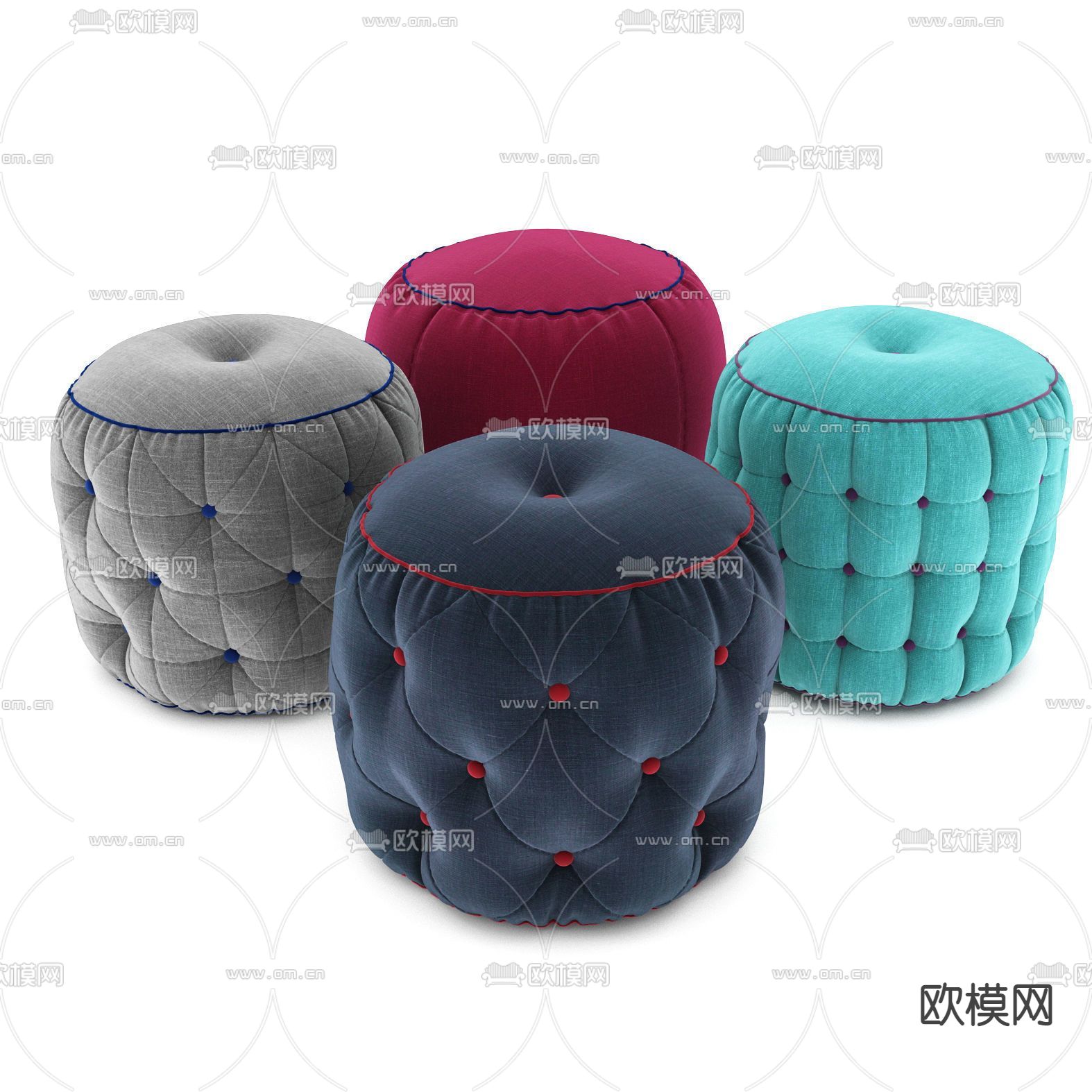 现代布艺沙发凳3d模型下载