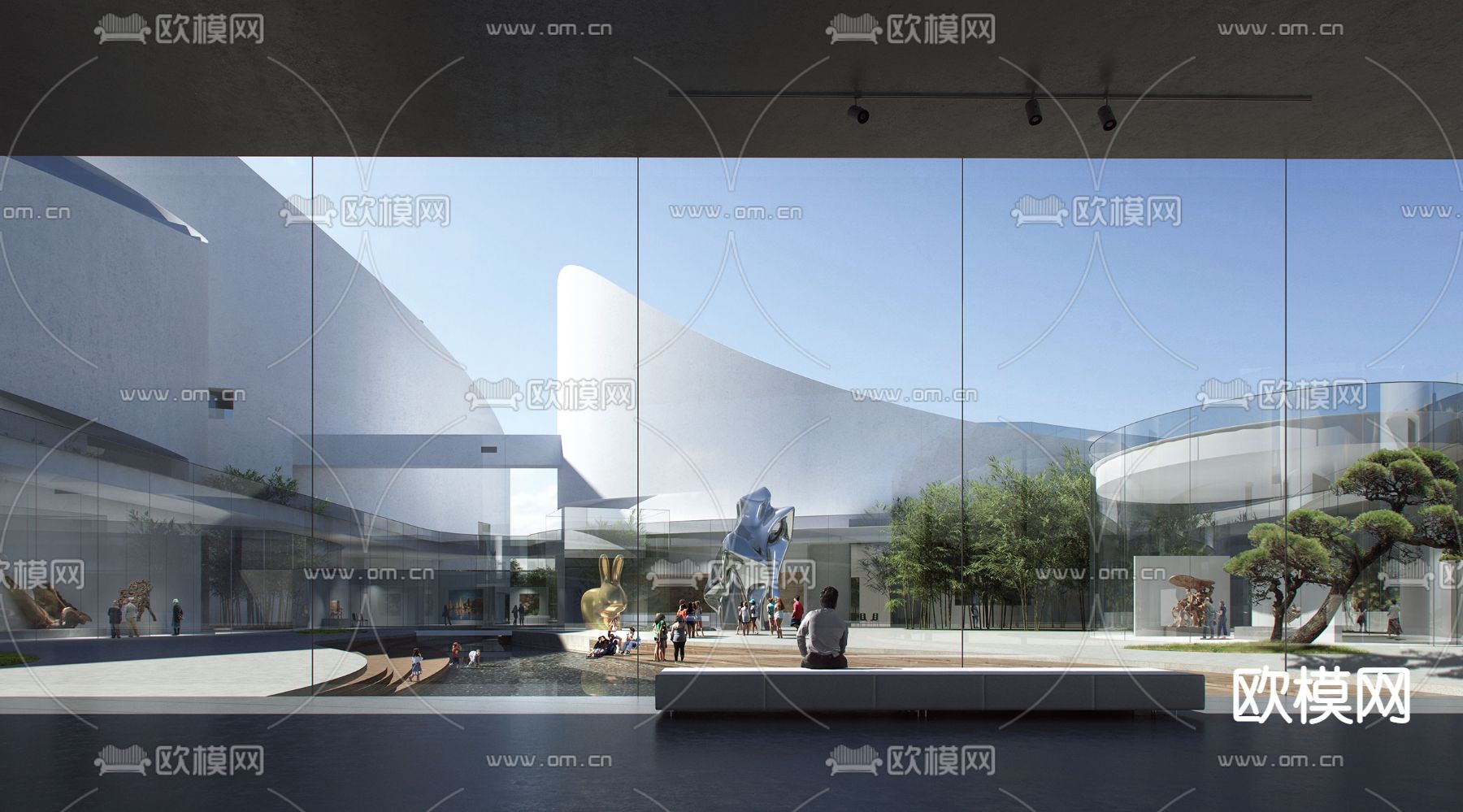 现代大剧院中庭外观3d模型