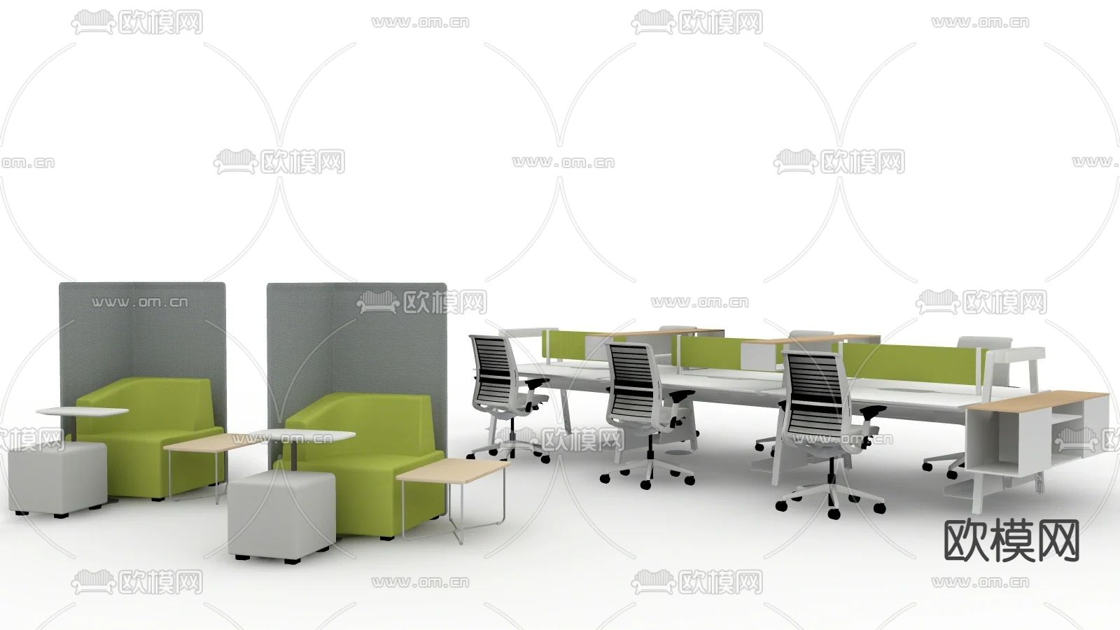现代办公桌椅su模型下载（渲染图1）
