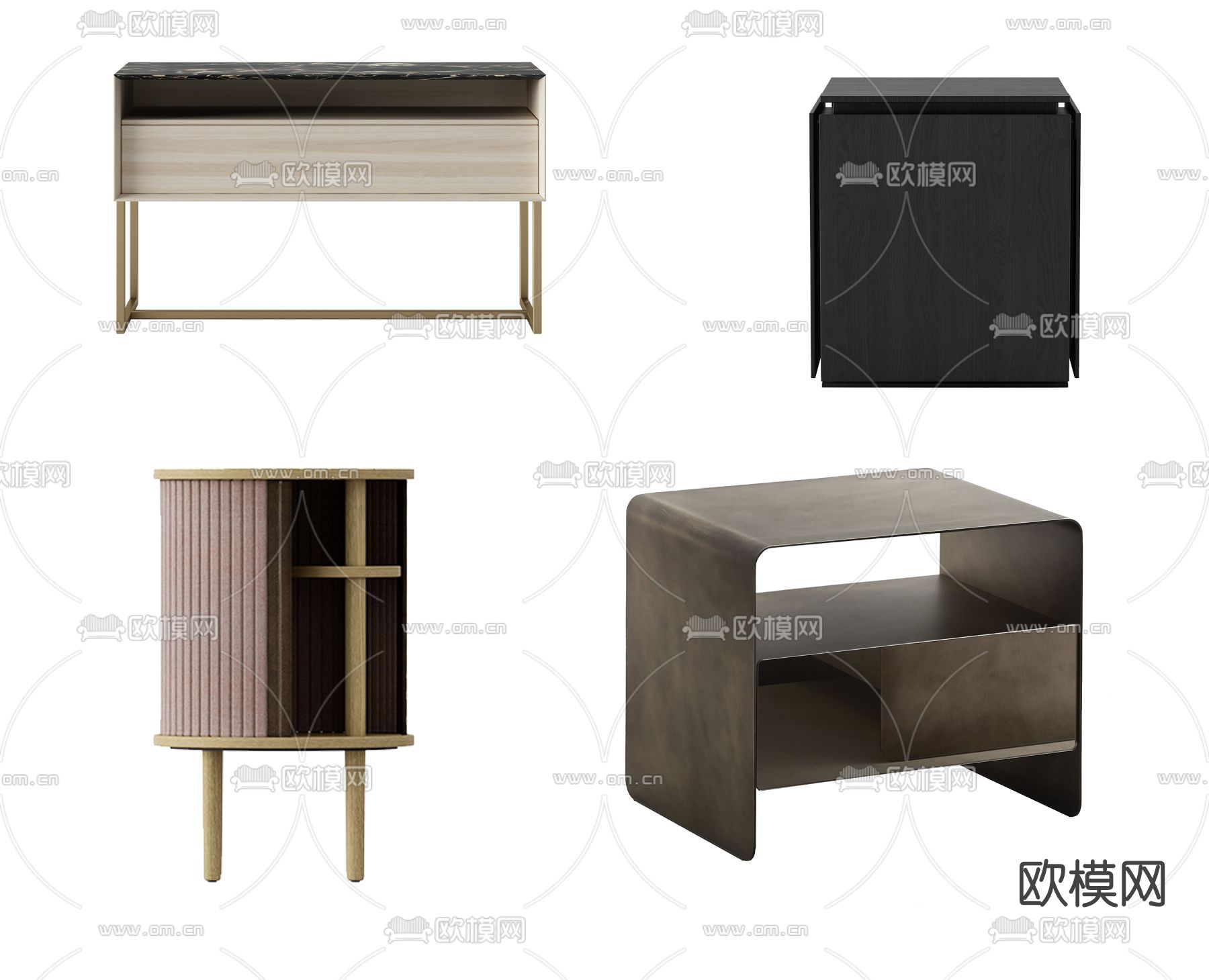 现代床头柜3d模型下载