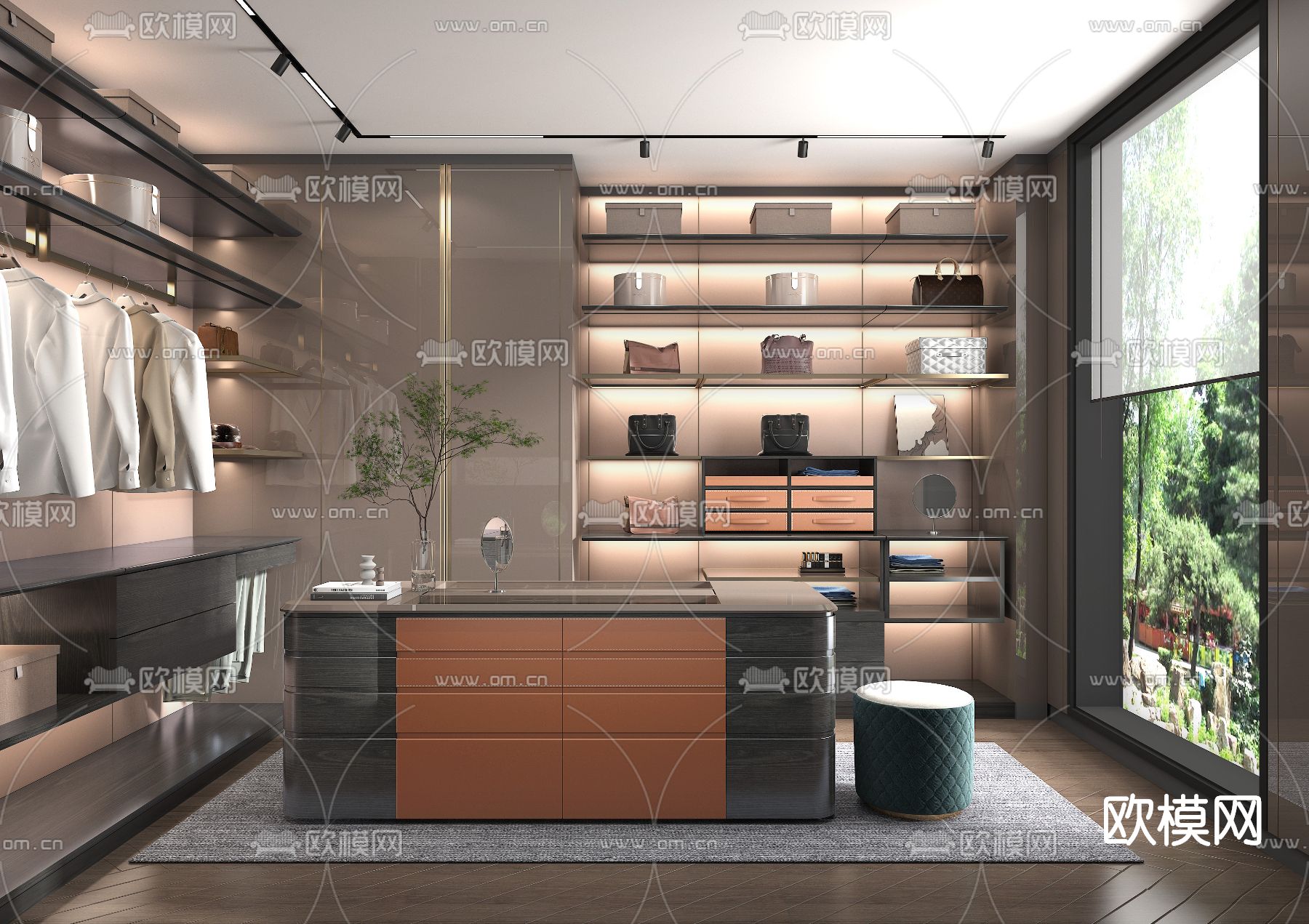 现代轻奢衣帽间3d模型