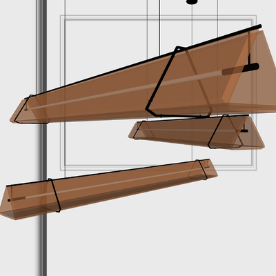  现代条形办公吊灯su模型 