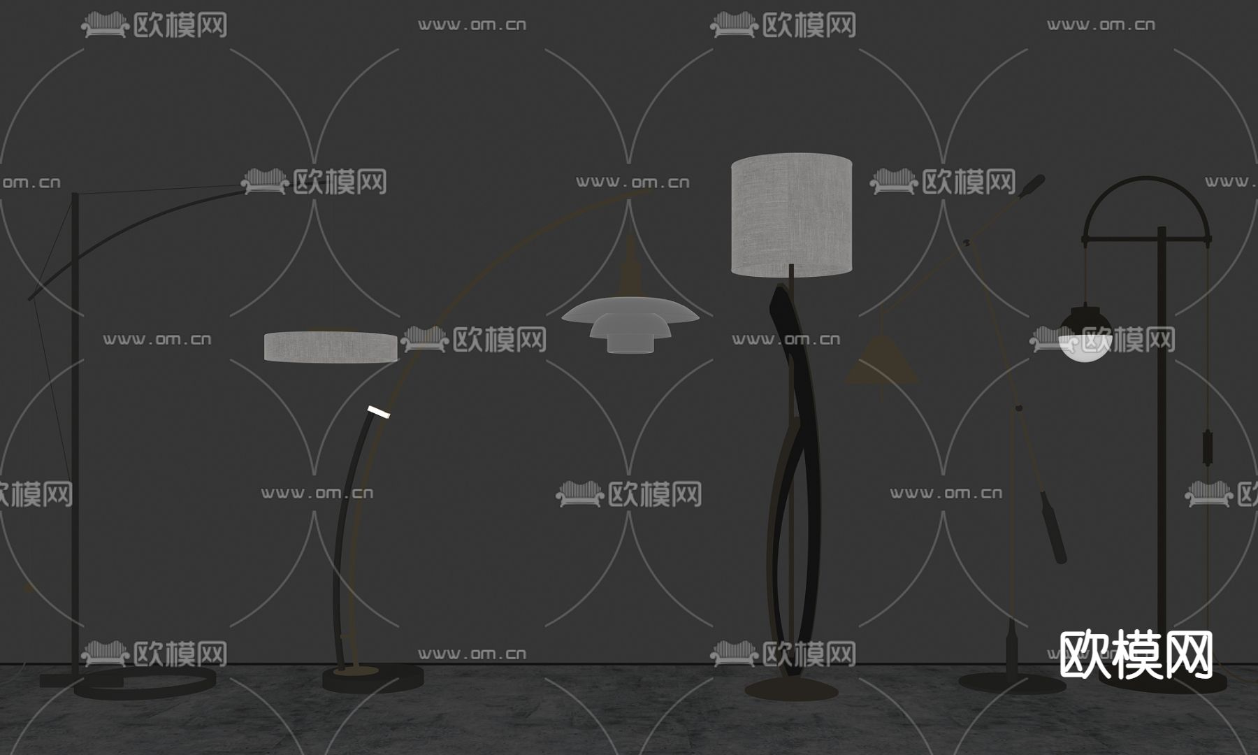 现代轻奢落地灯su模型下载（渲染图2）