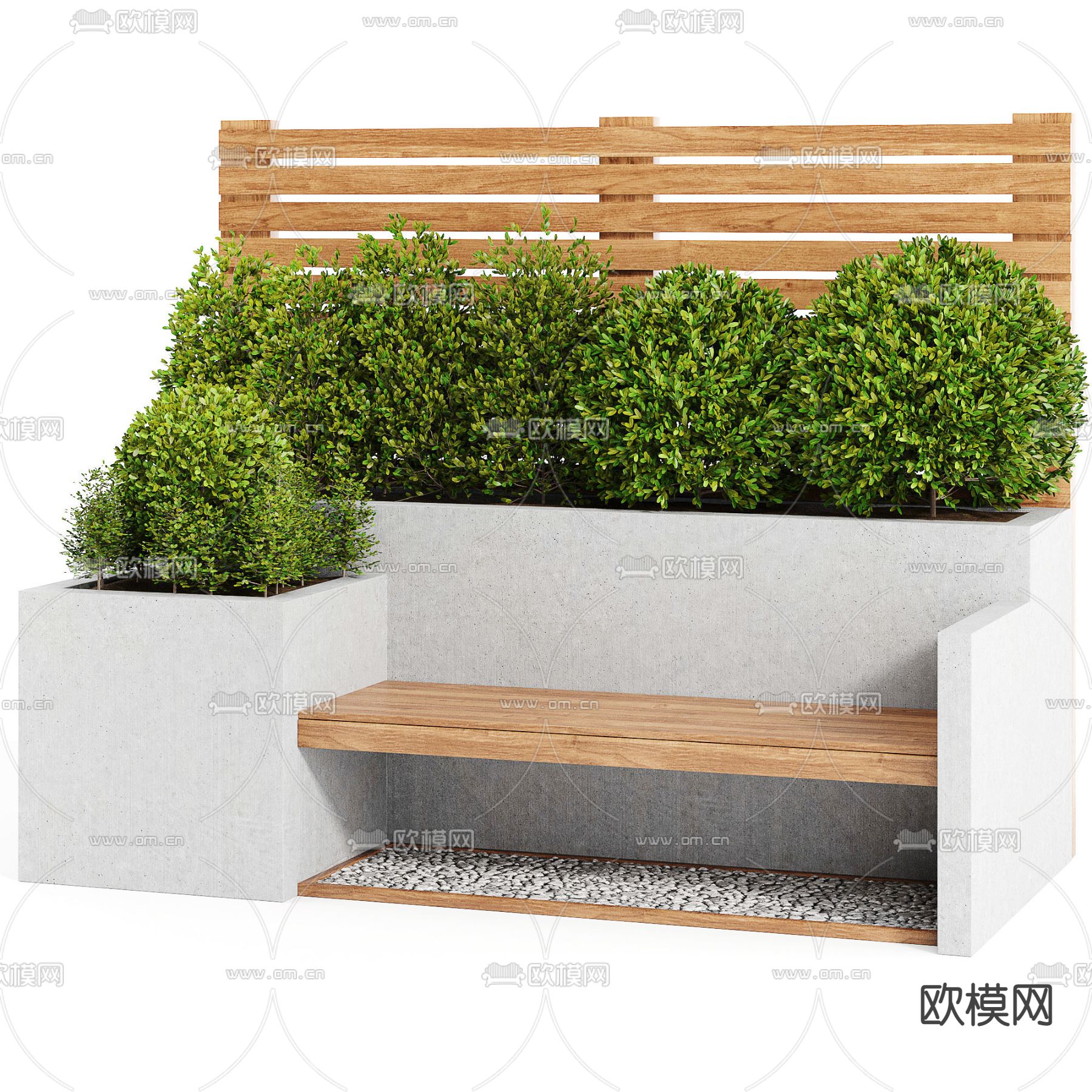 现代户外花坛座椅3d模型