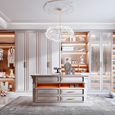  美式衣帽间su模型 