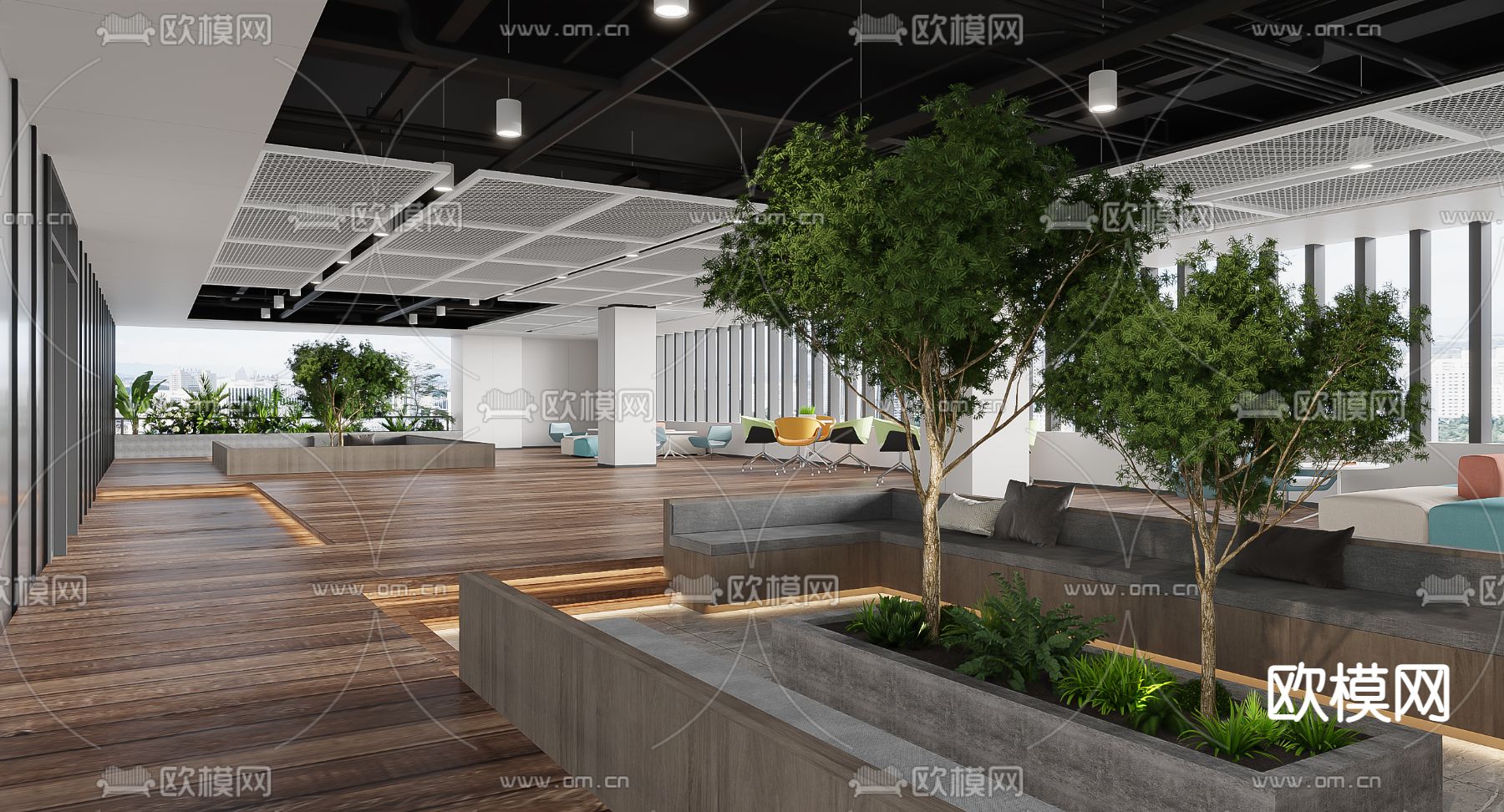 现代办公休闲区3d模型