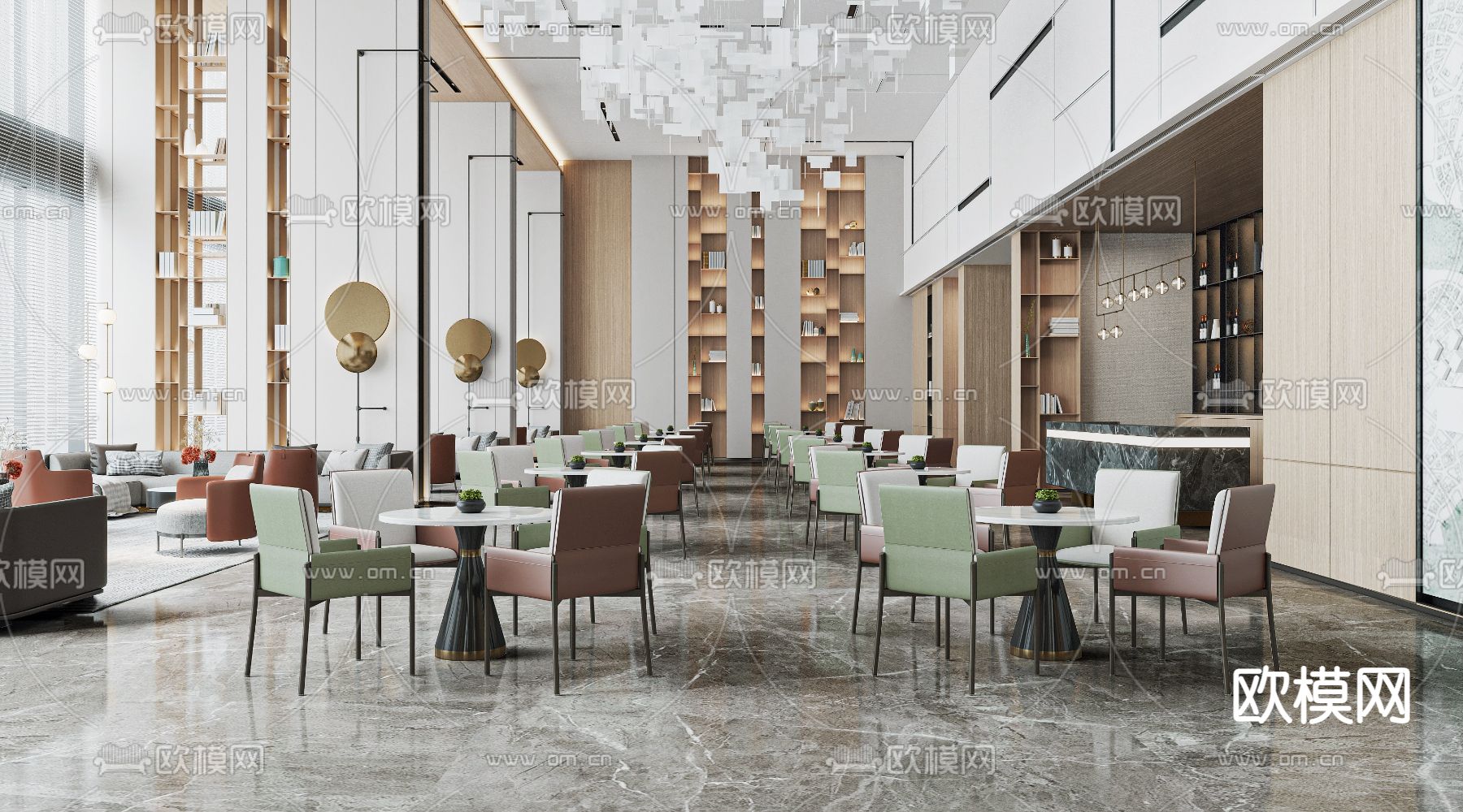 现代售楼处洽谈区3d模型下载
