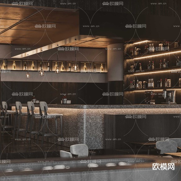 暗黑风 酒吧清吧3d模型下载(渲染图10)