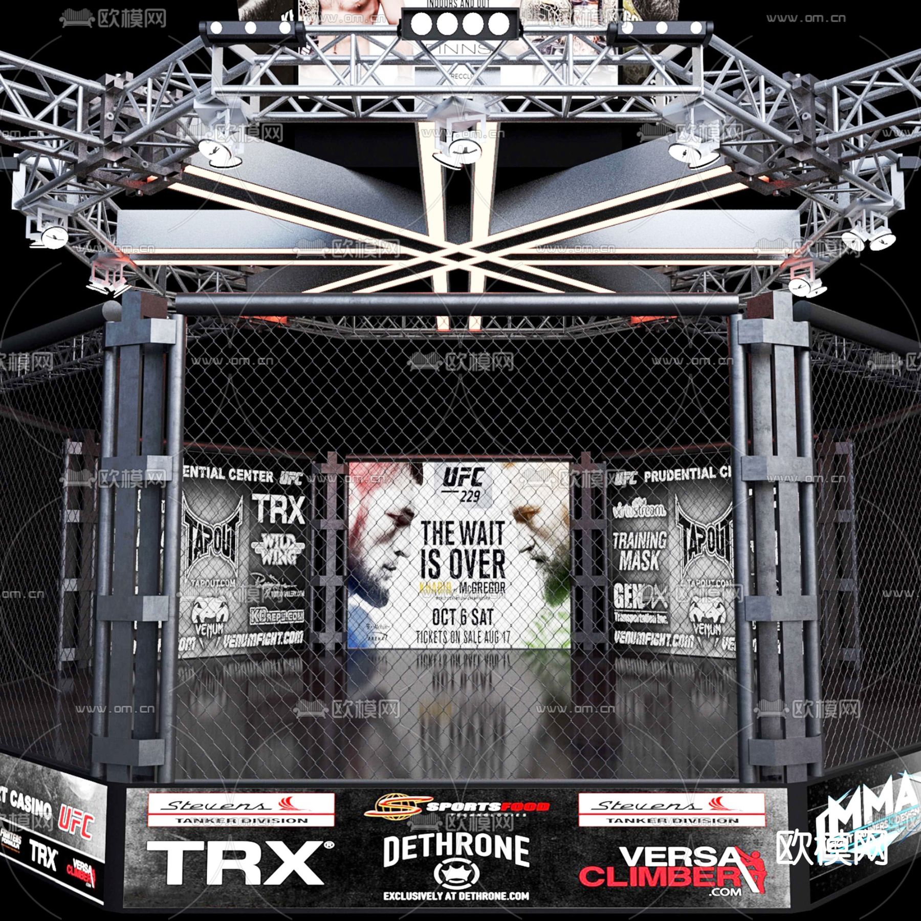工业风拳击擂台舞台3d模型下载（渲染图2）