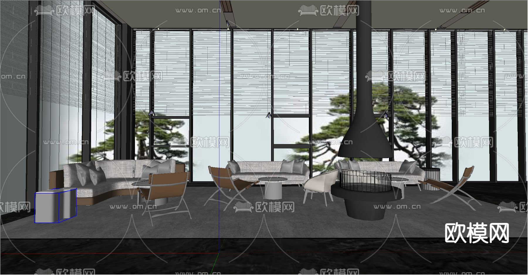 现代售楼处su模型下载（渲染图2）