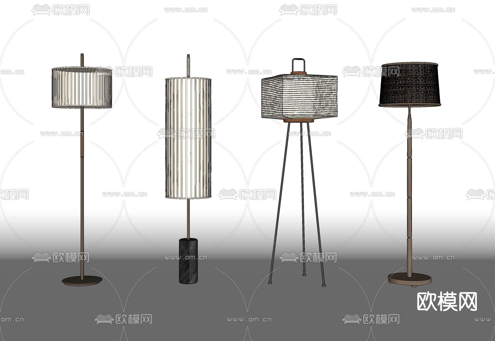 新中式时尚落地灯su模型下载（渲染图2）