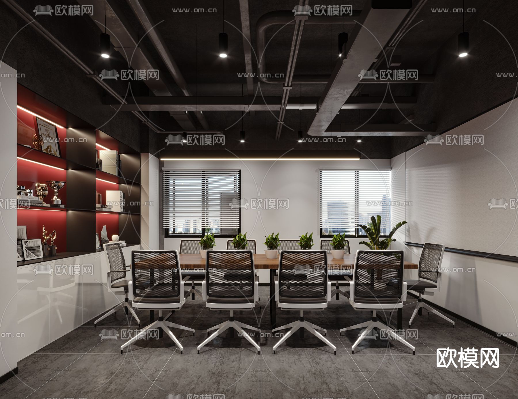 工业风办公区3d模型