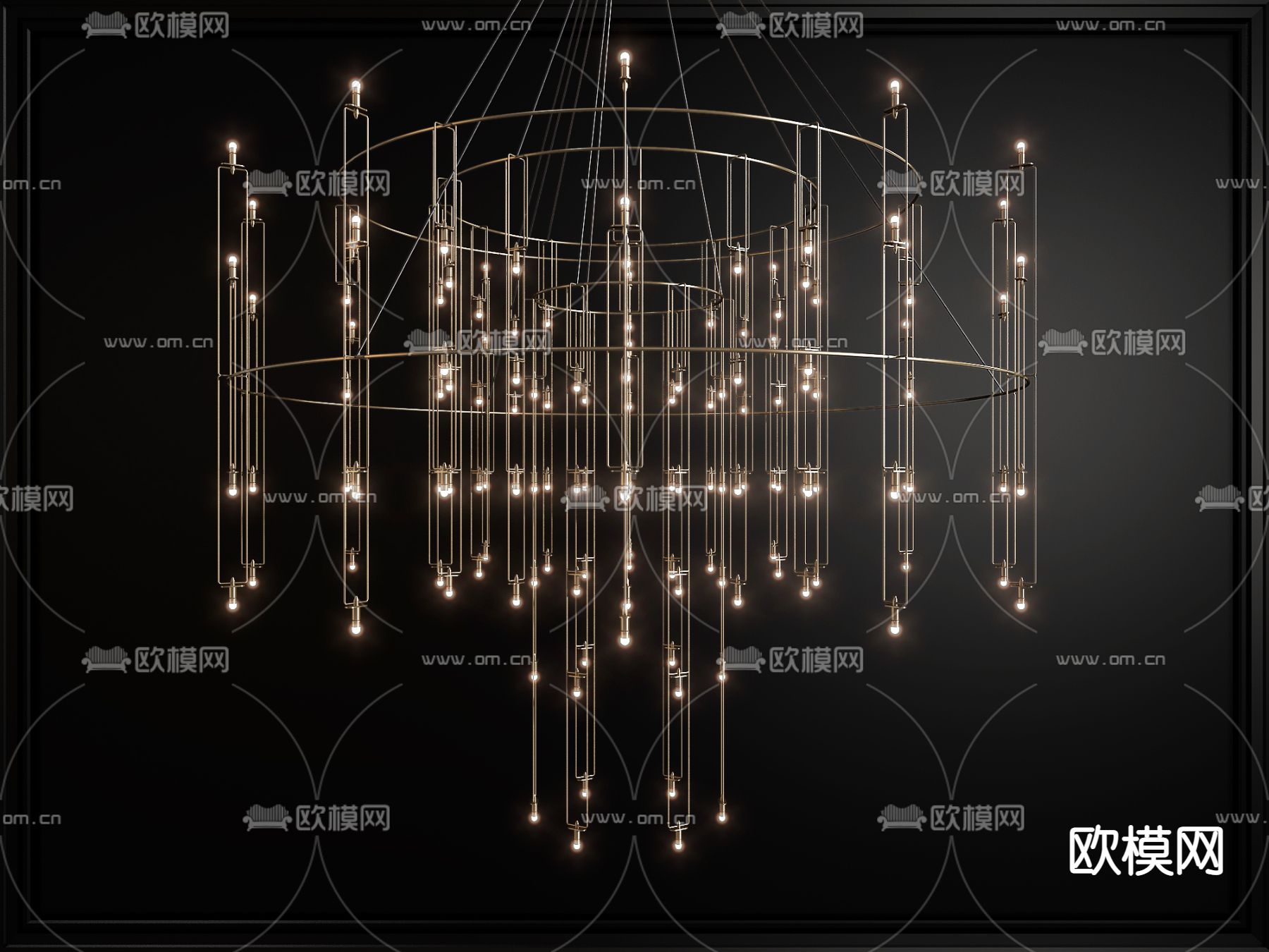 现代轻奢金属装饰吊灯3d模型下载