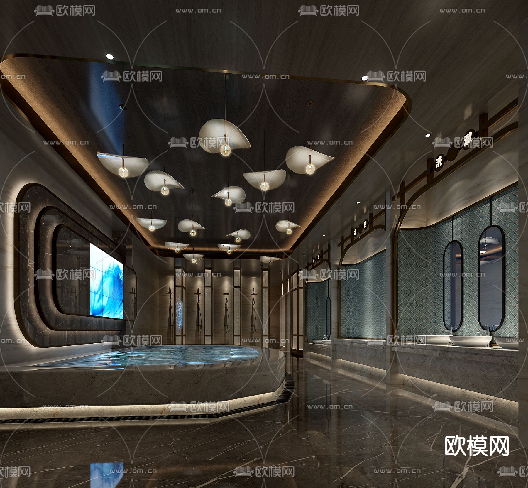 现代洗浴中心更衣室免费3d模型