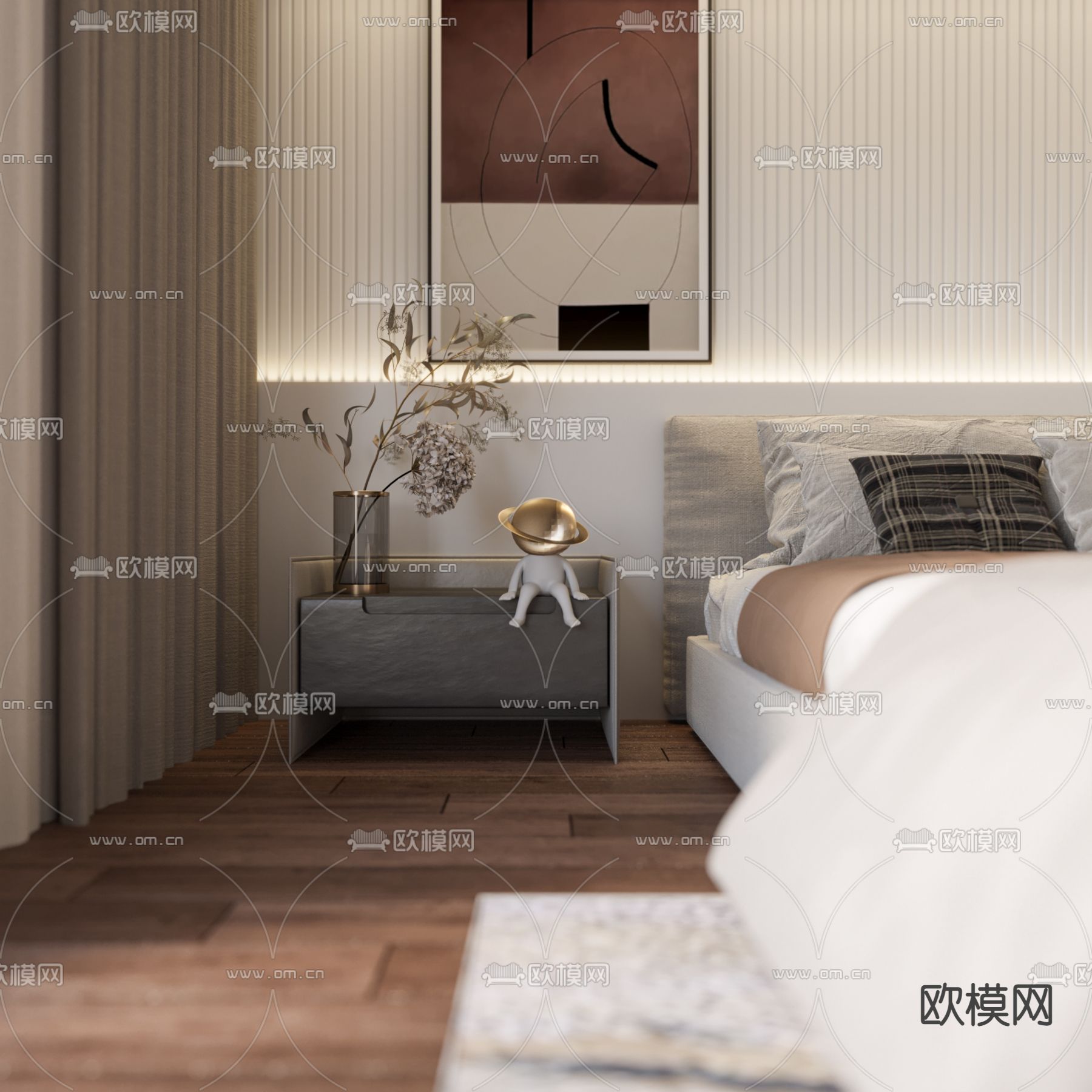 现代轻奢卧室免费3d模型
