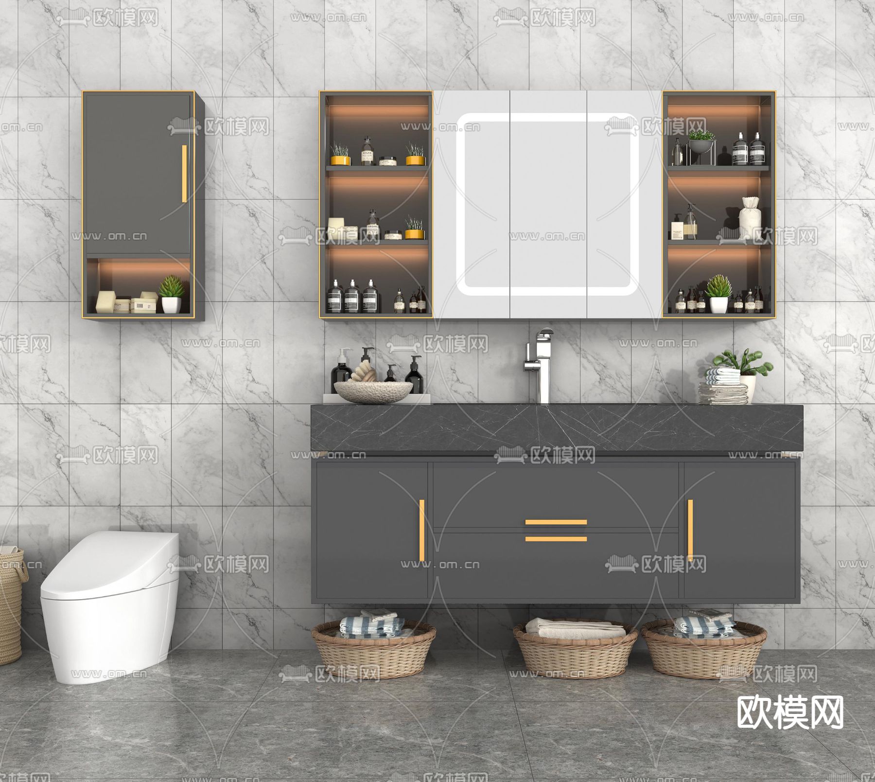 现代浴室柜马桶3d模型