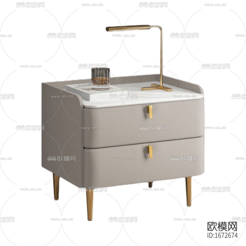 现代简约不锈钢皮革大理石床头柜下载