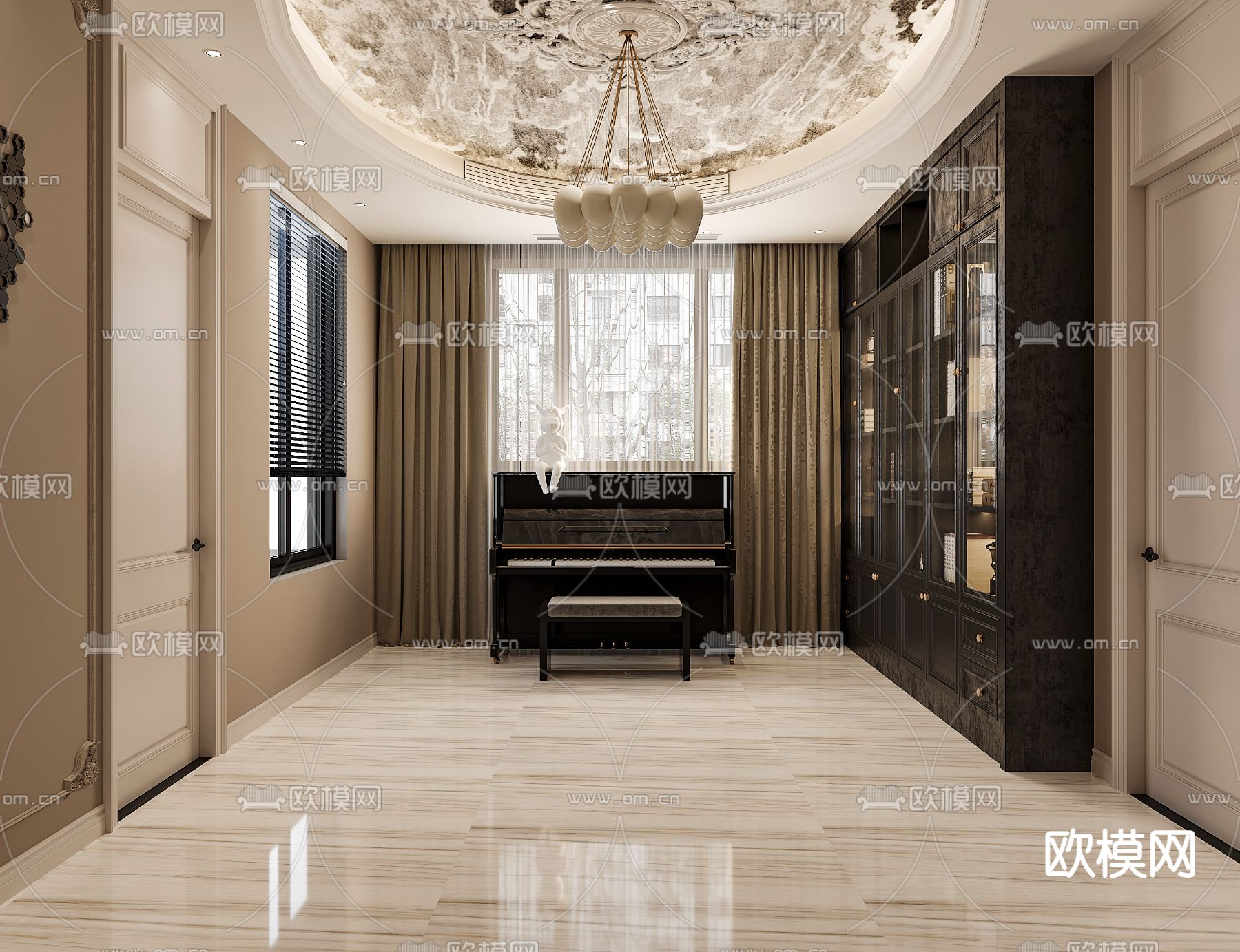 现代大厅免费3d模型下载（渲染图2）